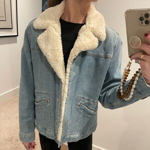 MOTHER Sherpa Lined Denim Jacket